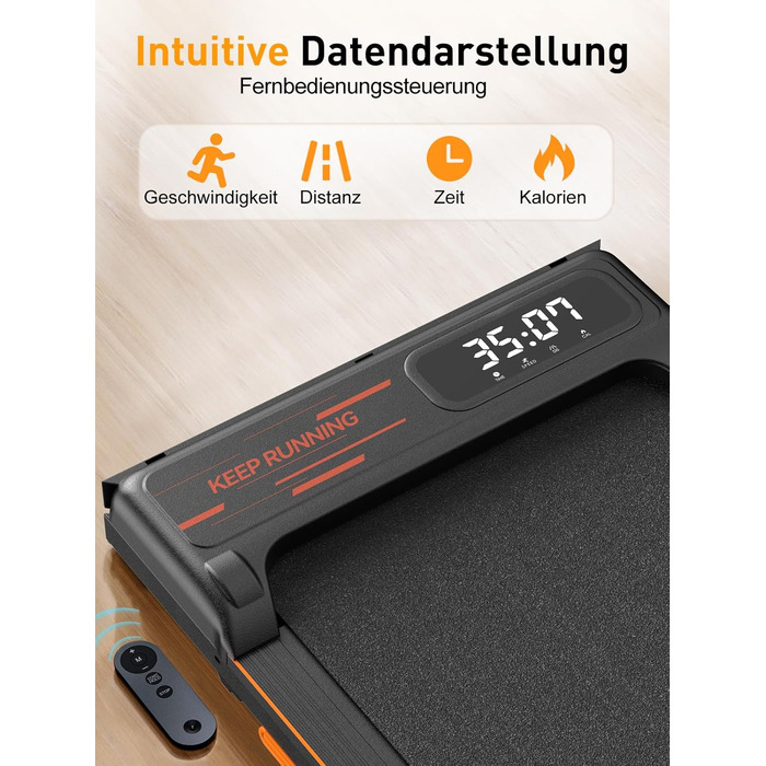 Walking Pad з нахилом 4% - компактний біговий тренажер для дому та офісу. Легкий, складаний, тихий, з LED-дисплеєм та пультом керування, потужність 2.5PS, чорний