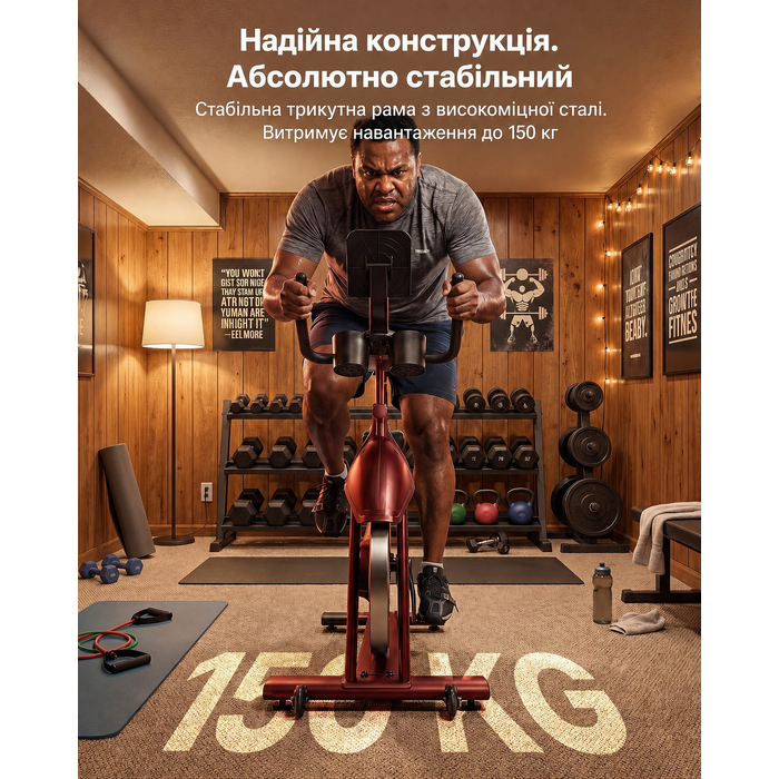 Магнітний велотренажер MERACH PRO з маховиком 8 кг, тихою системою гальмування та підтримукою до 150 кг (Червоний)