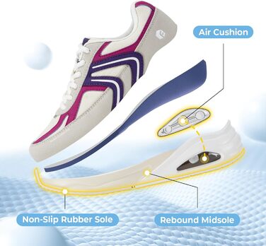 Кросівки FitVille для жінок - широка модель, з повітряною амортизацією, для бігу та фітнесу, дихаючі, легкі, антиковзкі, для ходьби, зручні (37 EU, слонова кістка рожевий)