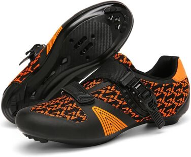 Велотуфлі для їзди на велосипеді: чоловічі та жіночі, для шосе та MTB, з жорсткою підошвою, сумісні з Look SPD/SPD-SL, унісекс, з пряжкою (47 EU, помаранчевий)