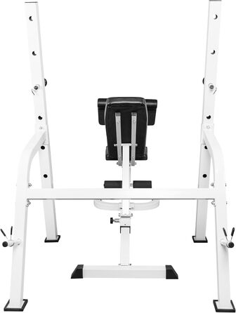 GORILLA SPORTS® універсальна лавка для жиму і тренувань, регульована висота і кут, зі стійкою для штанги, curl-підставкою, до 280 кг, чорна/біла