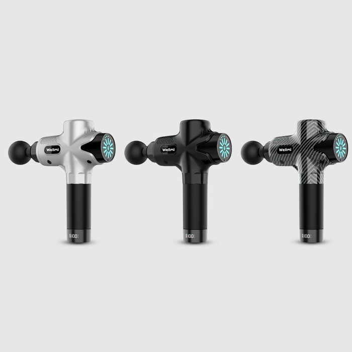 Професійний перкусійний масажер WELLMI MG04ULTRA BLACK, чорний, 12 насадок