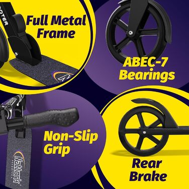 Kick Scooter Nattork з регульованим кермом та амортизатором - для підлітків та дорослих, 220lb, Navy Blue