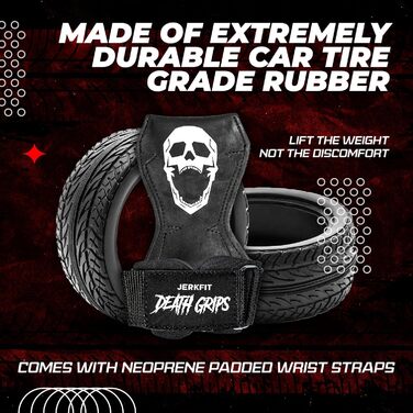 JerkFit Death Grips – ультра преміум лямки для тяги, підтягувань і важкої атлетики, з м'якою підкладкою, захистом долоні та посиленим хватом