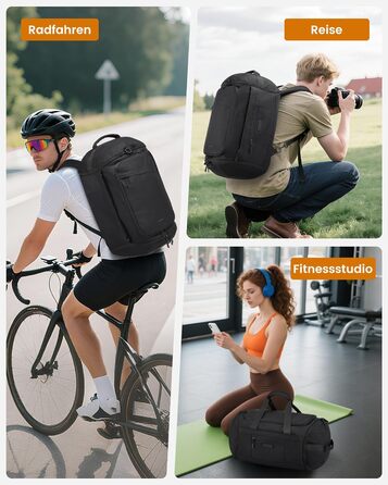 Спортивна сумка LOVEVOOK для жінок та чоловіків, велика сумка для залу, дорожня сумка з відділенням для взуття, водонепроникна сумка для тренувань, плавання, Travel Duffle Bag з рюкзаком, 45L (51*28*32 см), Бежевий