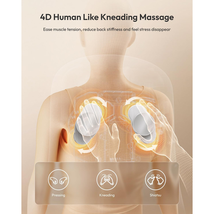 Масажний накид на сидіння з підігрівом та 3D масажем, Shiatsu масажер для спини, Romm V-WMB01