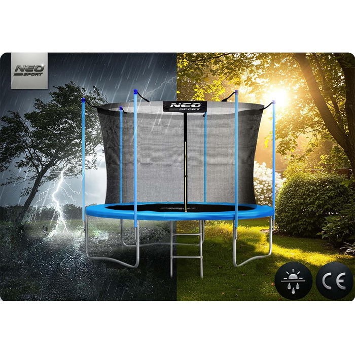 Батут Neo-Sport Outdoor для дітей з сіткою та сходами, 252 см