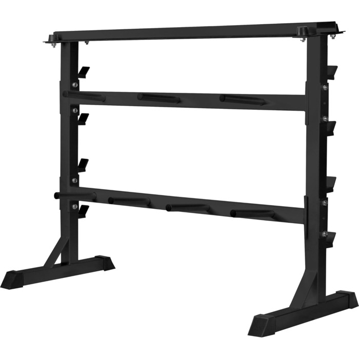 Стійка для гантелей та дисків GORILLA SPORTS, 3 рівня, сталь, 30 мм, до 400 кг, чорна/біла/срібляста