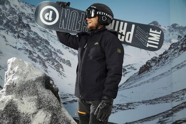 Зимова куртка MAGCOMSEN для чоловіків: тепла, водонепроникна, з капюшоном. Підходить для катання на сноуборді, активного відпочинку та роботи. Розмір L, чорний колір.