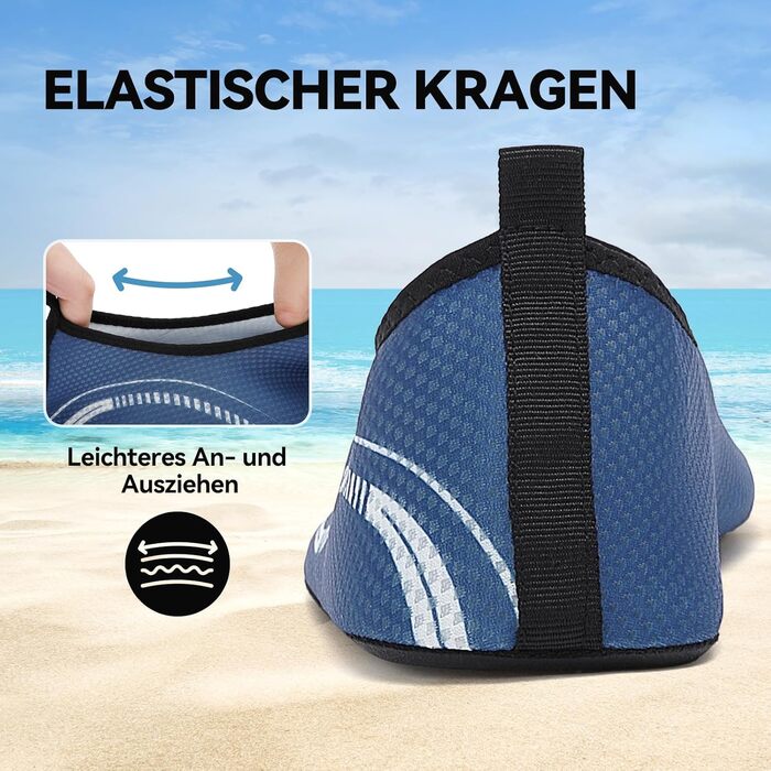 Чоловічі та жіночі водяні черевики для плавання та відпочинку на пляжі. Швидка сушка, антиковзаюча підошва, унісекс (46 EU, блакитний)