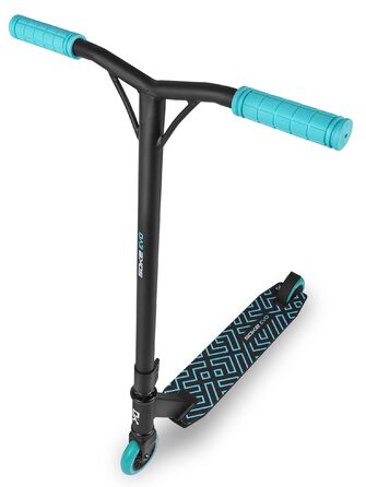 SOKE Evo: Скутер для екстремального катання в скейтпарку – ABEC-9 підшипники з вуглецевого волокна, сталеві, PU-колеса 88A, Y-образний кермо з TPR-покриттям, алюмінієва дека (чорний/синій)