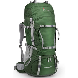 Рюкзак для туризму MOUNTAINTOP 70 л з внутрішнім каркасом, для чоловіків і жінок, з дощовиком, темно-зелений, для походів, кемпінгу, подорожей