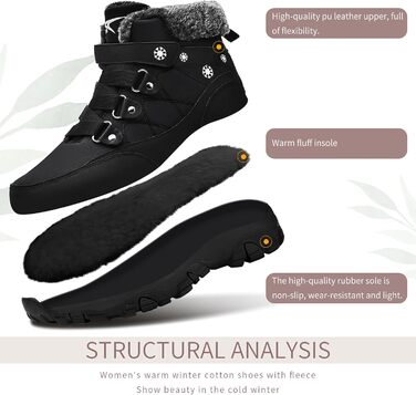Черевики зимові жіночі ASHION, теплий підклад, водонепроникні, для хайкінгу та трекінгу, чорно-білі (41 EU, A сірий чорний)