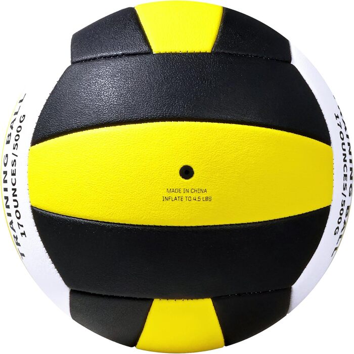 Волейбольний м'яч RUN2PEAK для тренувань з утяженням, 0,5 кг, розмір 5, для сеттерів, дорослий, для залу та вулиці, чорний/білий (жовтий/чорний/білий)