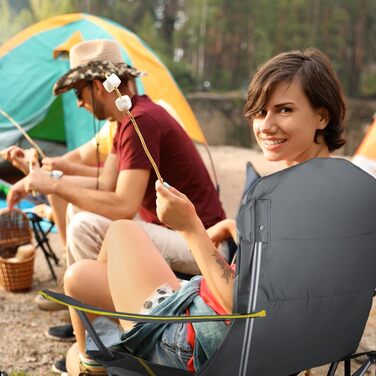 Зручний складаний стул для кемпінгу Outtec: 130 кг, висока спинка, підсклянник, сумка, зелений (сірий)