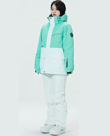 WOWULOVELY Комплект зимовий для сноуборду та гірськолижного спорту (жіночий) - водонепроникний, вітронепроникний, білий XL