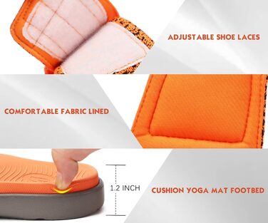 Чоловічі шльопанці ONCAI для душу та басейну з липучкою, відкриті, спортивні, літні, для дому, м'яка гумова підошва, розмір 40-49 (44 EU, помаранчевий)