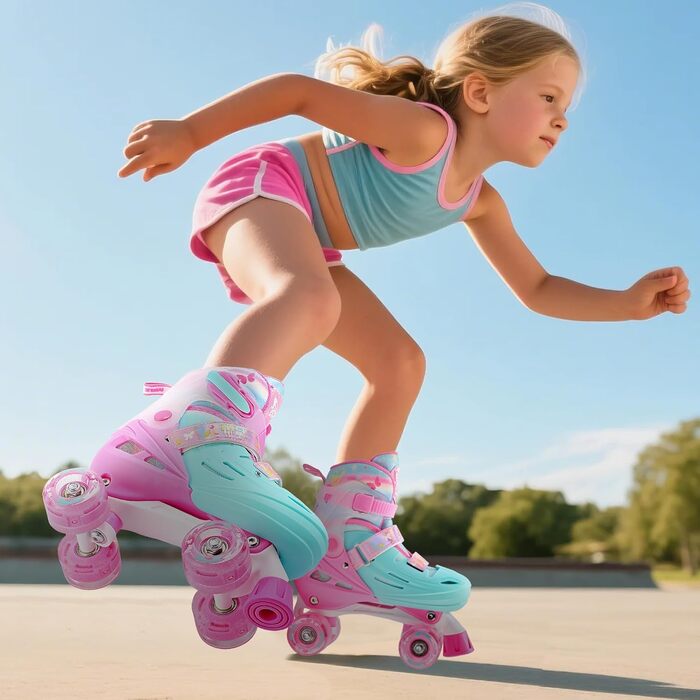 Роликові ковзани 2PM SPORTS для дітей: регульовані, рожево-блакитні, для новачків (28-31 EU)