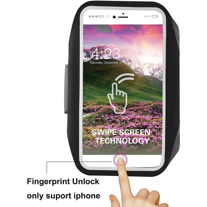 Спортивний браслет на руку для iPhone 16 Pro Max, 16 Plus, 15 Pro Max, 15 Plus, 14 Pro Max, Samsung S24, S23, S22 Ultra. Тримач для телефону під час бігу та тренувань (сумісний з 5.1'-6.5' телефоном, з подовжувачем, чорний)