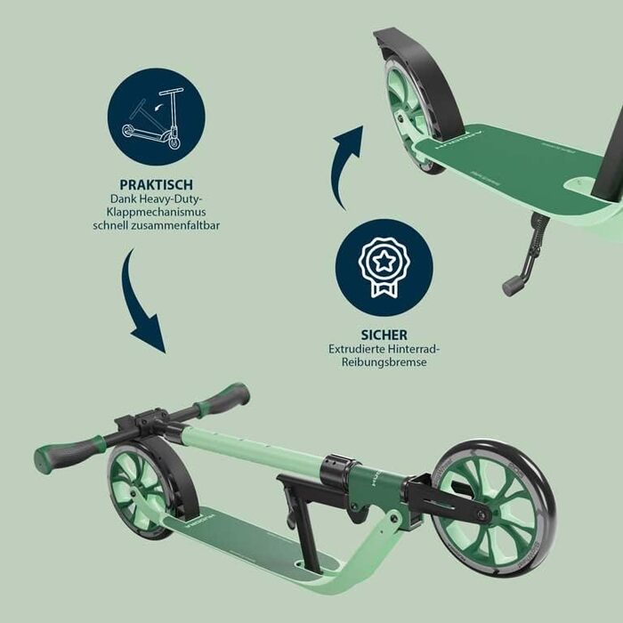 Самокат HUDORA BigWheel 205 Advanced з кабельним замком, алюмінієвий, для дорослих і підлітків