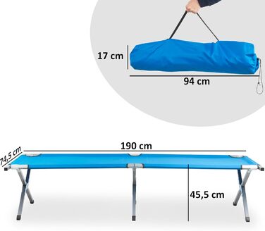 Ліжко похідне CampFeuer (до 180 кг) 190x74.5x45.5 см, блакитне - для кемпінгу, риболовлі, пляжу, саду