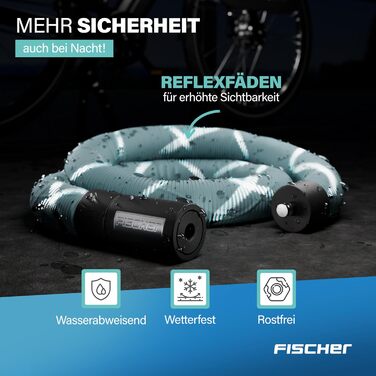 Ланцюговий замок для велосипеда та електровелосипеда FISCHER PROTEC SK100, 100 см, зелений, з 2 ключами та світловідбиваючими елементами