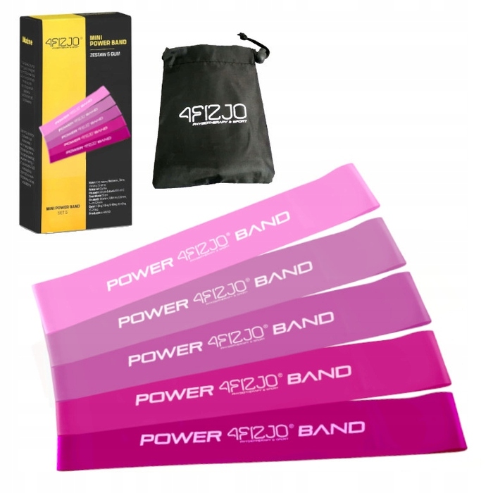 Набір з 5 фітнес-резинок mini power band 4FIZJO, рожеві