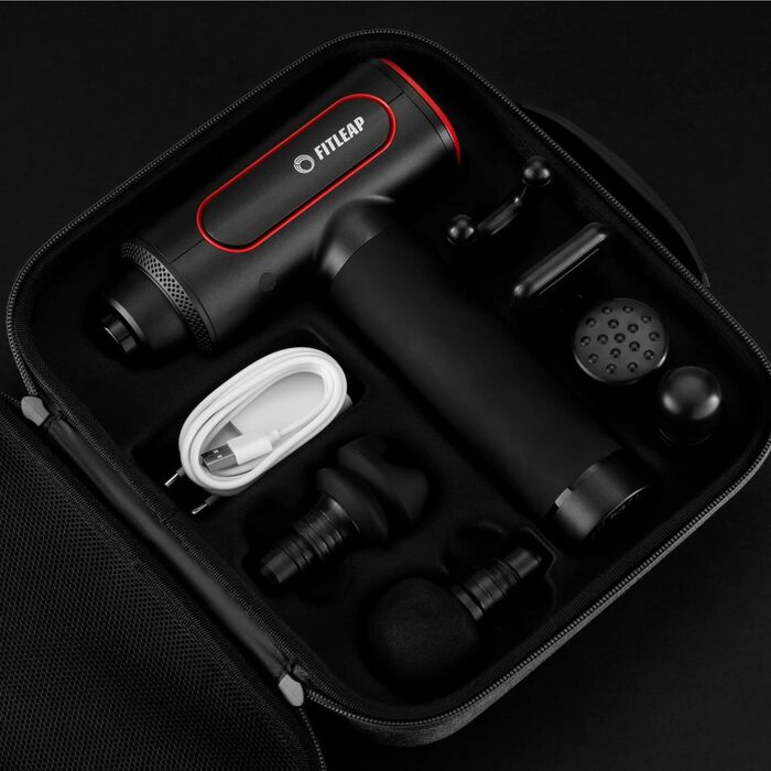 Масажний пістолет Fitleap Pro з 6 насадками та 6 режимами, 3200 об/хв, USB-C, для масажу м'язів шиї, спини, плечей і ніг