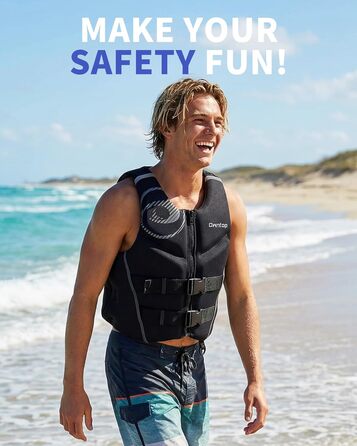 Спасальний жилет Owntop для дорослих XL | Легкий неопреновий жилет | Подвійний захист, для риболовлі, каякінгу, водних видів спорту сірий