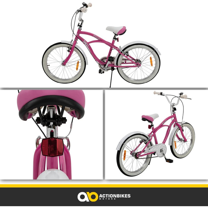 Дитячий велосипед Actionbikes Cruiser 20 дюймів з крилами, дзвіночком і відбивачами, для хлопчиків і дівчаток 6-9 років