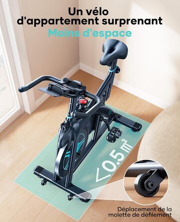 Електровелосипед для дому з монітором LCD, 15 кг маховик, до 160 кг, з тримачем для планшета (Синій/Чорний)