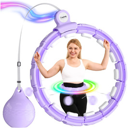 Смарт хулахуп Cozylady для дорослих з LED-підсвіткою, 121 см, із вагою, тихий і міцний, для схуднення, фіолетовий