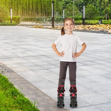 Дитячі ролики на 8 коліс, червоно-чорні, розмір S (27-32)