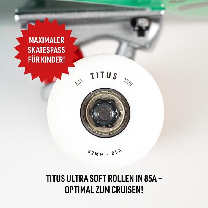 Скейтборд TITUS Micro для дітей 4-6 років, зелений 6.5 дюйми, класичний логотип