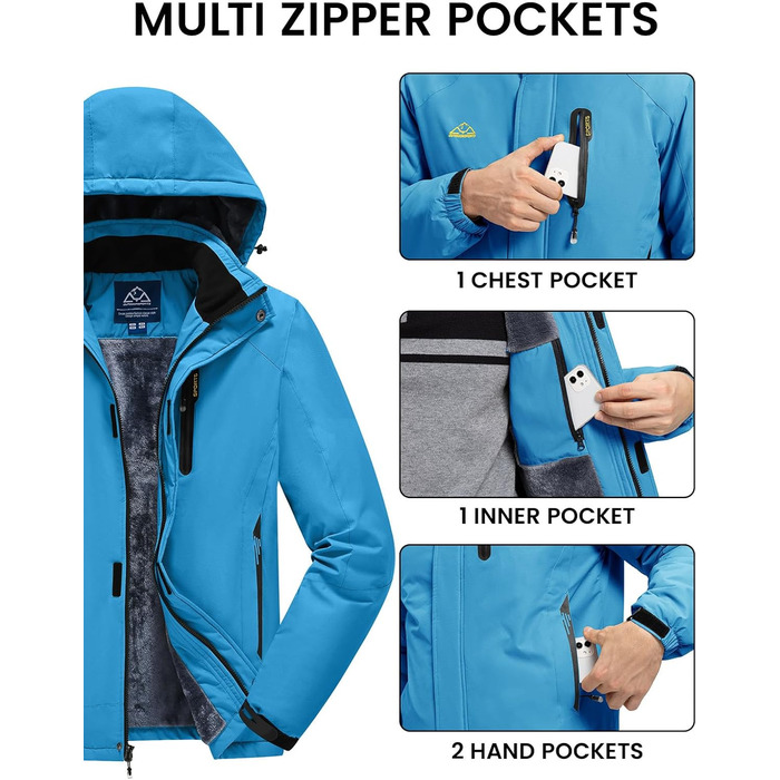 Зимова куртка Rdruko для чоловіків: тепла флісова підкладка, водонепроникна функціональна куртка для сноуборду, туризму та активного відпочинку (біла, XXL, синій)