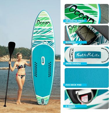 Надувна SUP-дошка FunWater Dolphin для дорослих, повний комплект: весло, насос, рюкзак, ланцюг, водонепроникна сумка