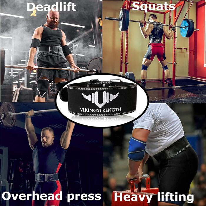 Пояс для важкої атлетики Vikingstrength Premium з петлею для тяги, для чоловіків та жінок, ідеально підходить для присідань, пауерліфтингу, кросфіту та станової тяги, розміри M-4XL + додаток V-Strength Workout (L)