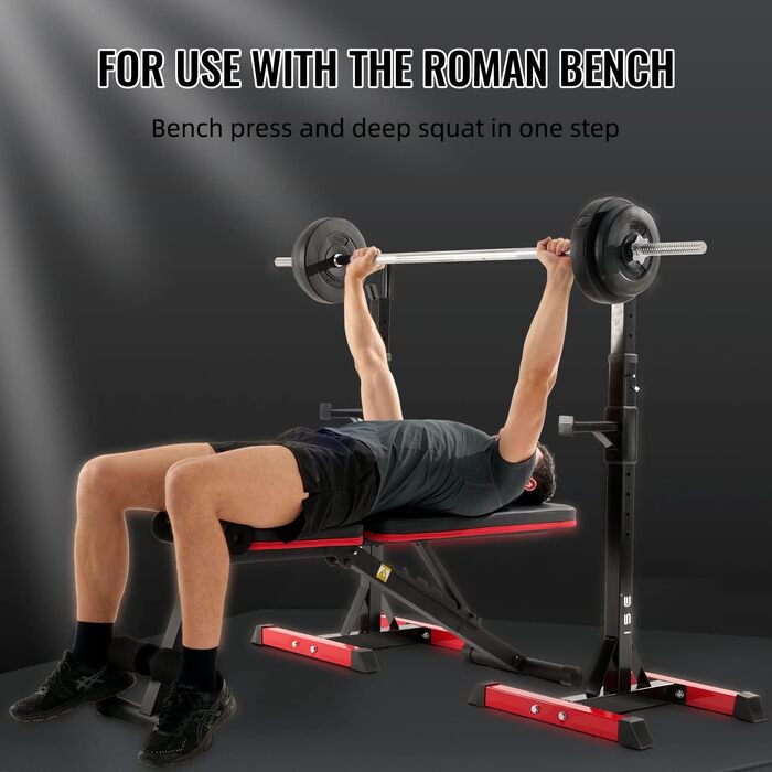Стійка для штанги ISE Squat-Rack, 6 рівнів регулювання, 2 окремі стійки, сталева, до 200 кг, сертифікована EN 957