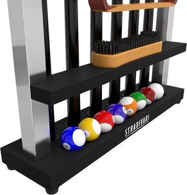 Підставка для хвістків Stradivari Francesca | На 6 хвістків | Для різних довжин | З відсіком для кульок та щіток | Чорна, стійка, не потребує кріплення до стіни