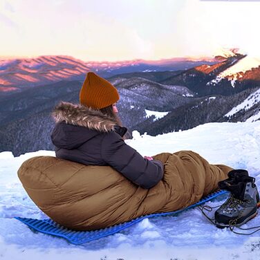 Сплячий мішок QEZER 820г Ultraleicht, 660FP, 8°C ~ 2°C для дітей та дорослих, 3 сезони, кемпінг, трекінг, Outdoor (Kaffee -3°C)