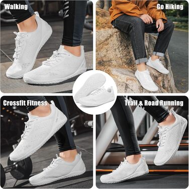 Босоніжки Geweo для жінок та чоловіків: зручні спортивні кросівки з широкою передньою частиною, легкі босоніжки для фітнесу, кросфіту, силових тренувань, трекінгу, унісекс, розміри 37-47 EU (білі, 45 EU широкі)