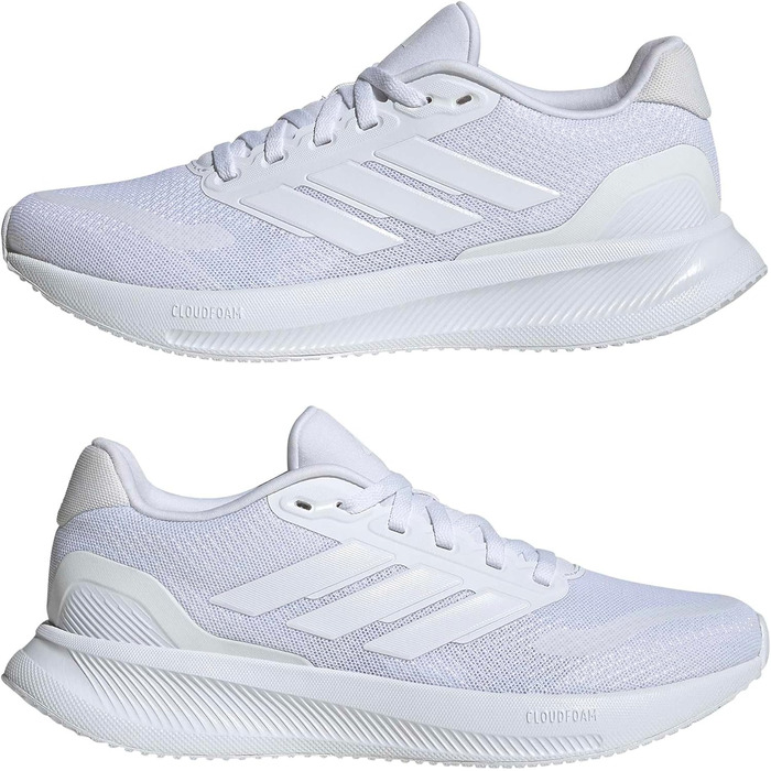 Жіночі кросівки для бігу adidas Runfalcon 5 Cloud White — білі, з амортизацією Cloudfoam та дихаючою сіткою, розмір 39 1/3 EU