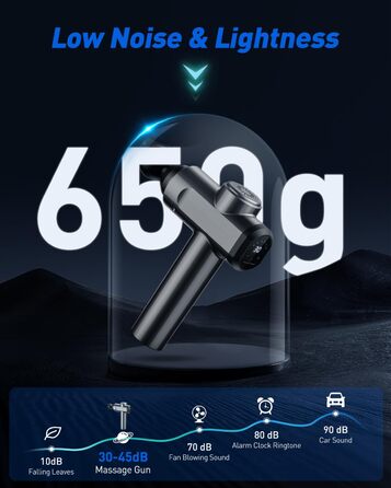 Масажний пістолет Mini Muskel електричний з LCD дисплеєм, 30 швидкостей, 6 насадок, ультратихий (35ДБ), чорний