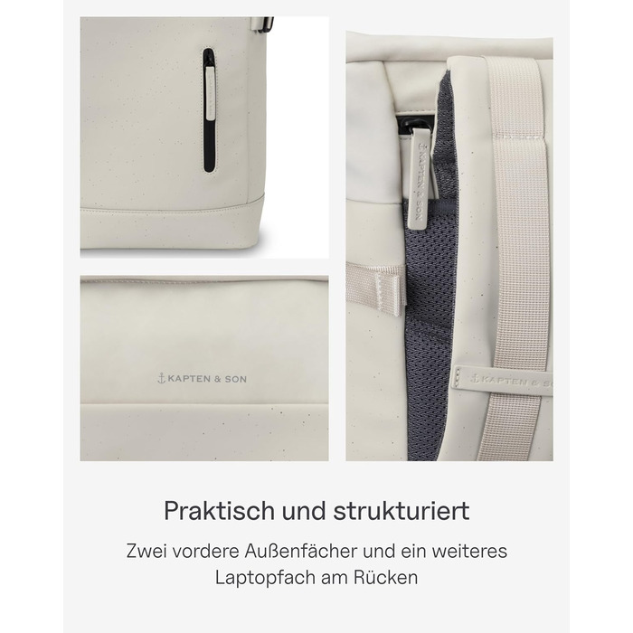 Рюкзак Kapten & Son Aarhus 14 л, водостійкий, з відділенням для ноутбука 14'', ролтоп, для жінок і чоловіків, для міста, подорожей, навчання та роботи