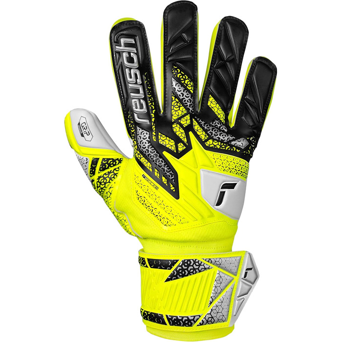 Воротарські рукавиці Reusch Attrakt Grip (жовто-срібно-чорні) для тренувань та ігор на штучному та натуральному газоні, розмір 7-11