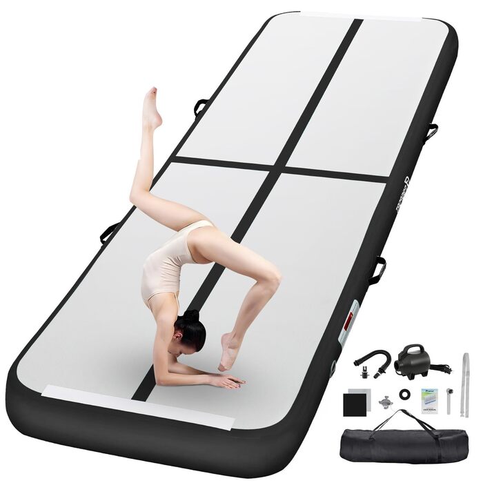 Airtrack FBSPORT 500x200x20 см: килимок для гімнастики, акробатики, йоги з насосом та сумкою