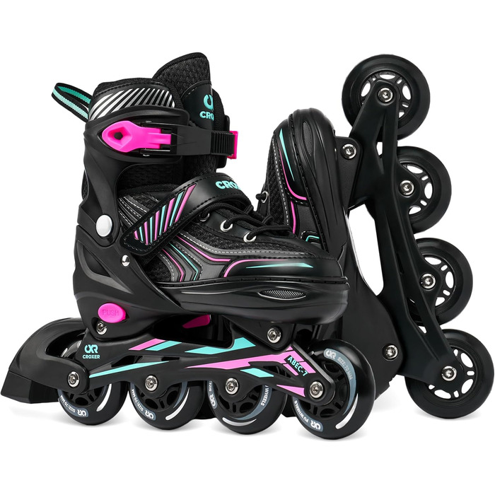 Ролики-трансформери Croxer 3в1 Black/Mint, 35-38 (21-23 см), регульовані