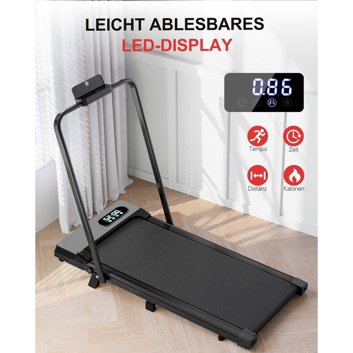 Walking Pad Dskeuzeew: Бігова доріжка з нахилом 7% для дому. 4-в-1, чорний