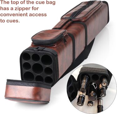 Чохол для більярдних київ: на 3 батти та 6 шесток, з екошкіри, жорсткий, коричневий