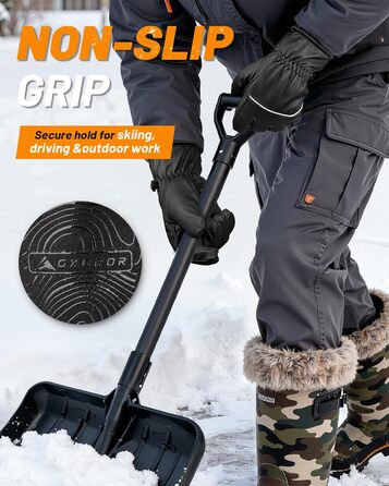 Водонепроникні зимові рукавички GXCROR для жінок та чоловіків з підтримкою сенсорного екрану, 3M Thinsulate, для катання на лижах, велосипеді, прибирання снігу та робіт на відкритому повітрі, до -20°C, теплоізоляція